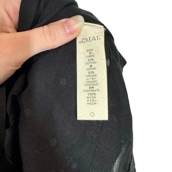 THE GREAT. The Portrait Tulle-Trimmed Flocked Cotton-Blend Voile Smocked Blouse - Picture 14 of 16